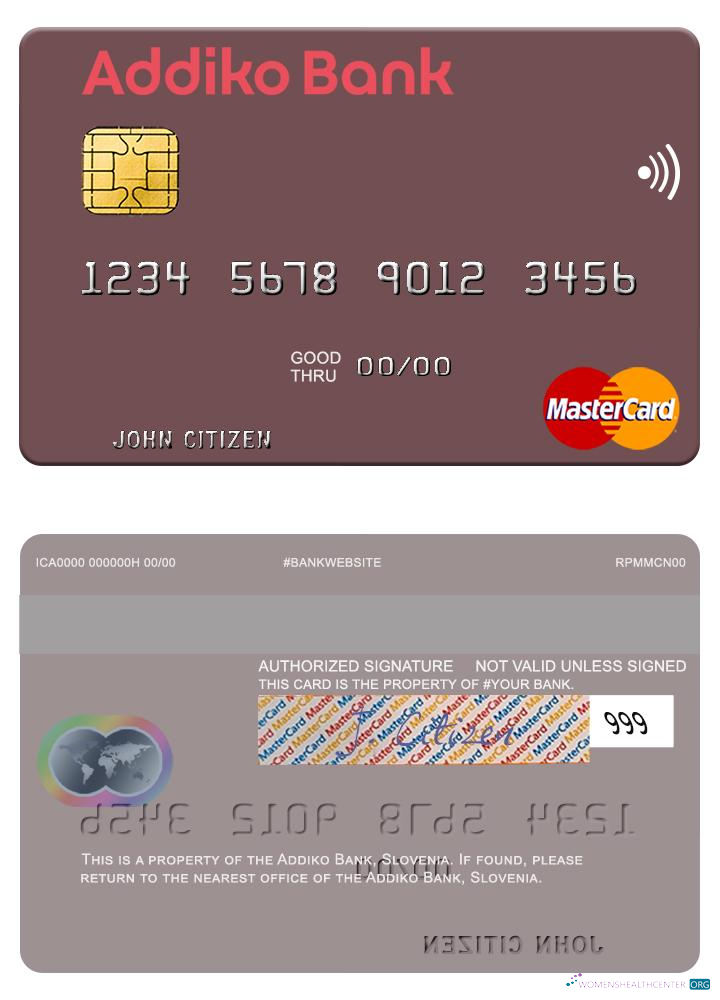 Download Slovenia Addiko Bank mastercard Photoshop template